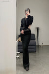 OUDE WAAG velvet lace stitching short suit OW-23SS-JK06 black